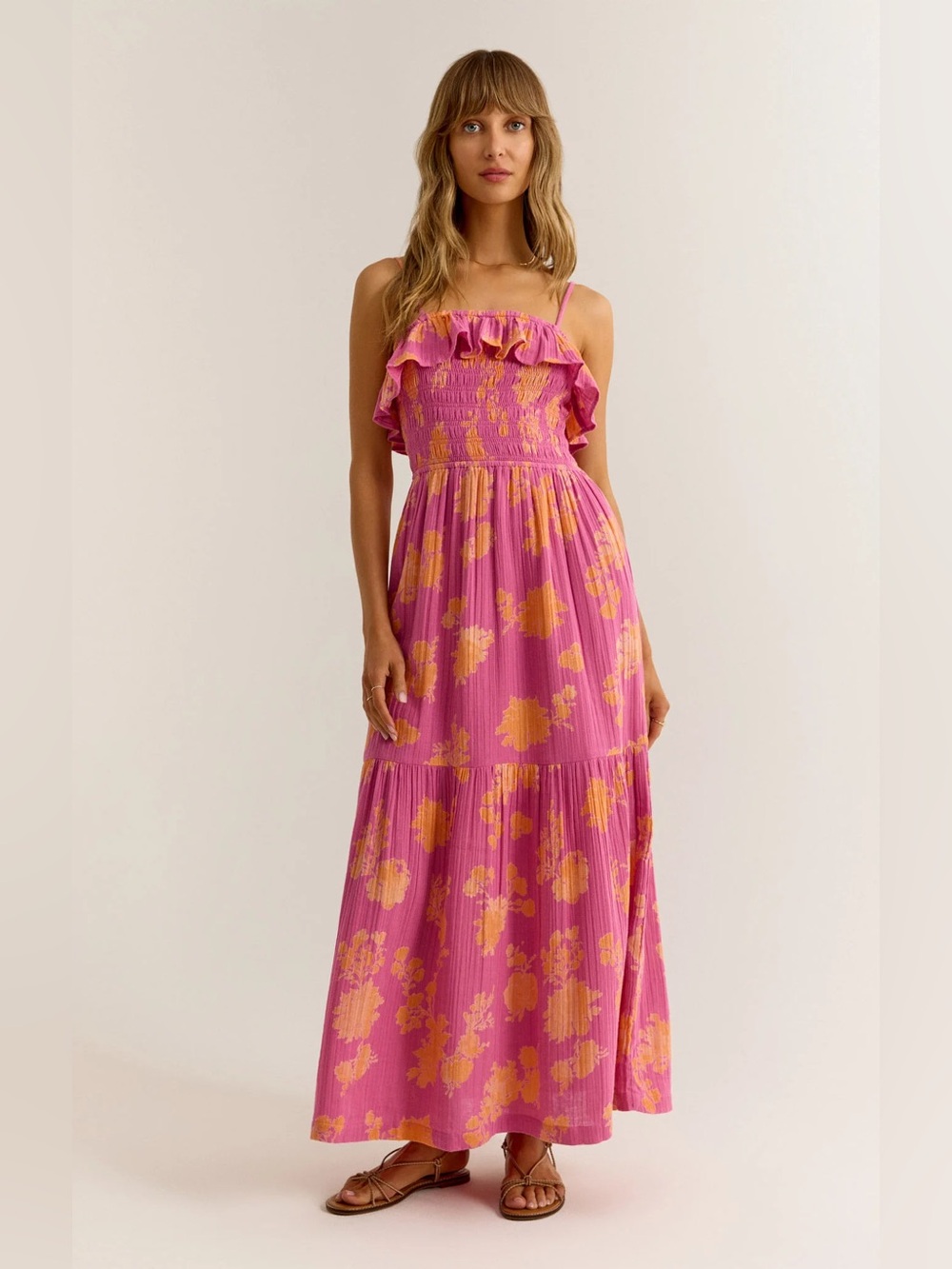 Z Supply Bahari Floral Ruffle Maxi Dress Size M NWT